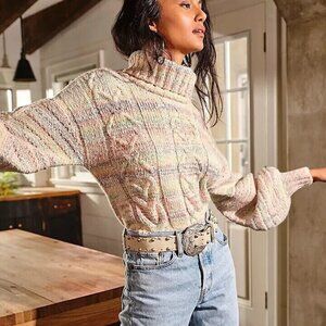 Free People Women's Popsicle Pullover Turtleneck Sweater Pastel Size Medium